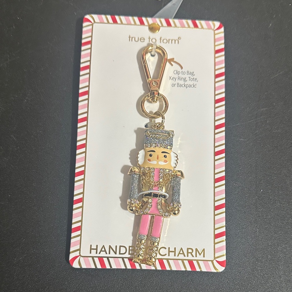True to form Christmas nutcracker handbag charm and key chain